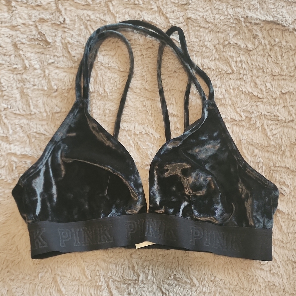 PINK Victoria's Secret Black Velvet Bralette